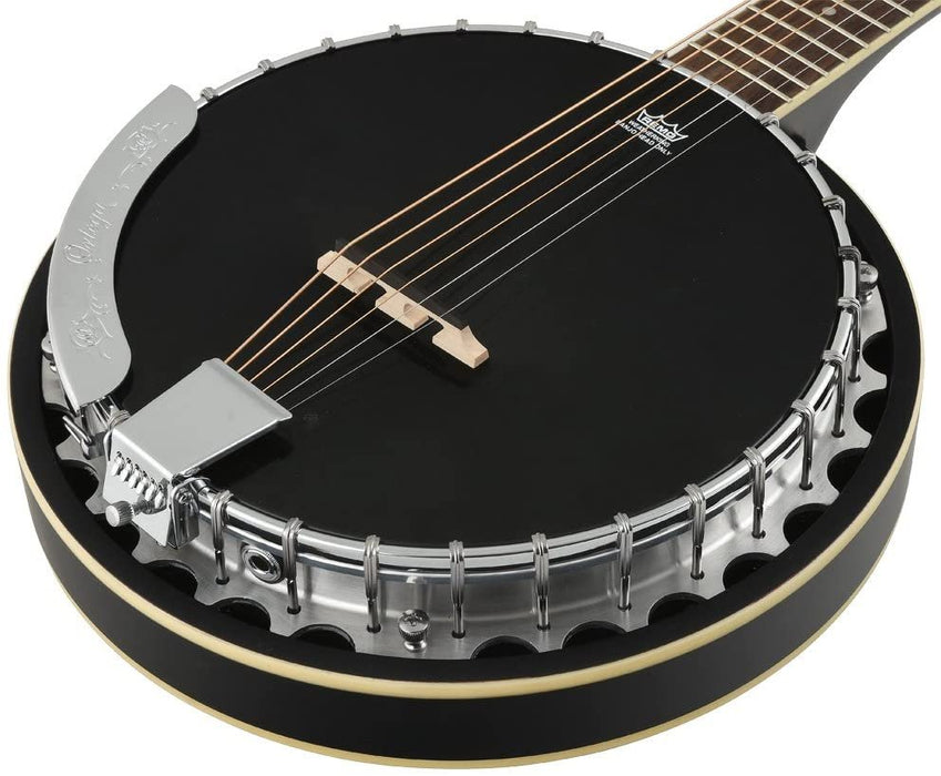 Ortega Guitars Raven Series 6-String Acoustic-Electric Banjo w/Bag, Right (OBJE350/6-SBK)