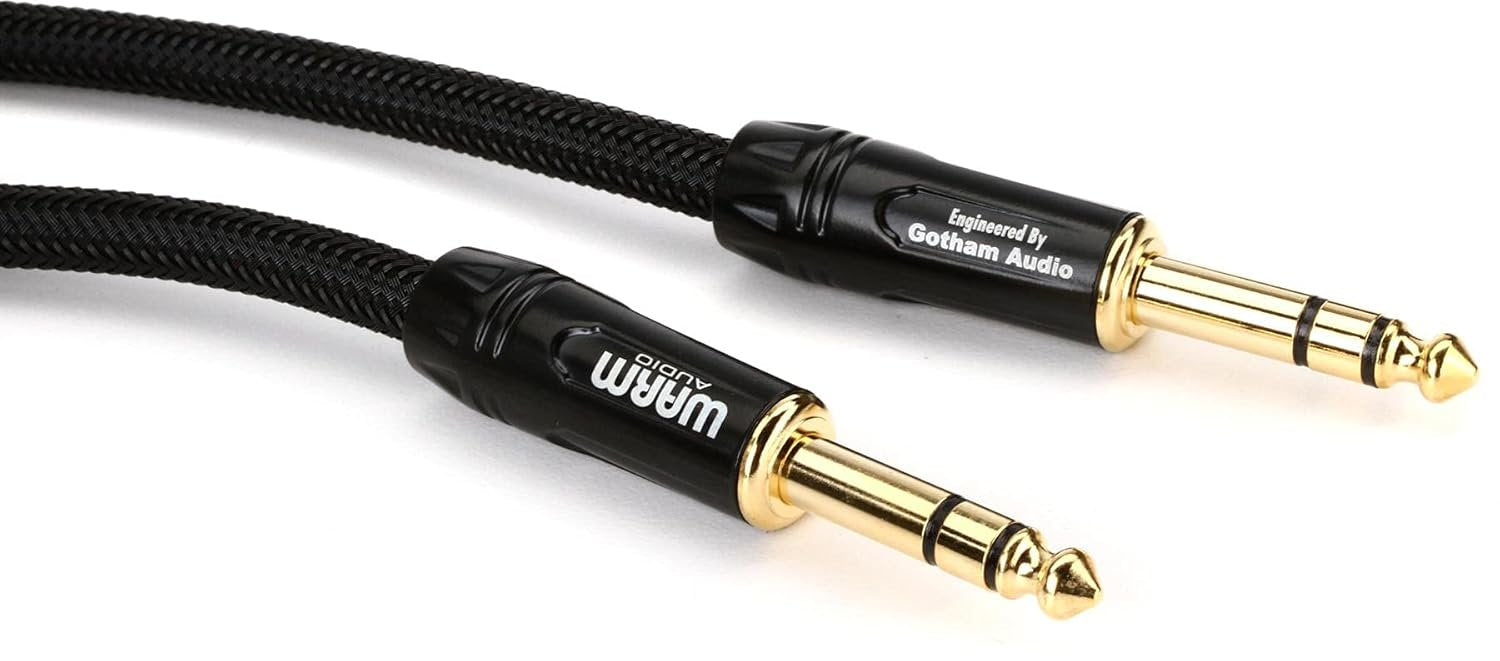 Warm Audio Premier Series TRS Cable 20-foot - 1/4-inch Stereo, Black/Gold