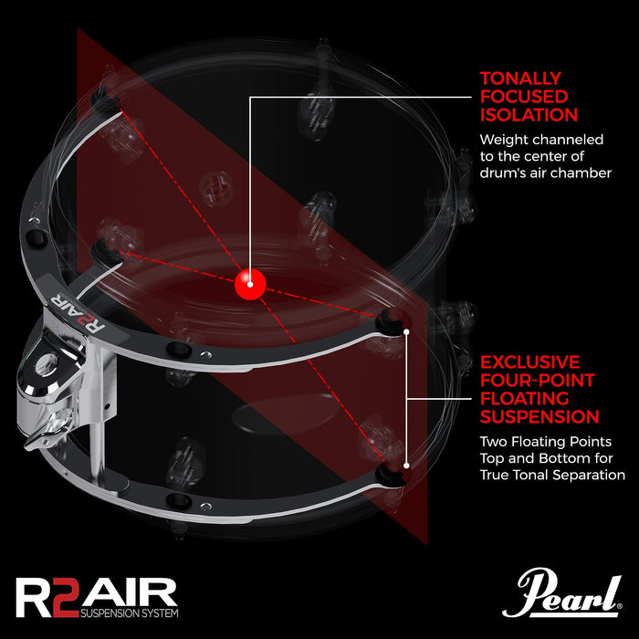 Pearl R2 Air Tom, W/12Mm Gyrolock-L Bracket Mounting System (R2AL080708/C)