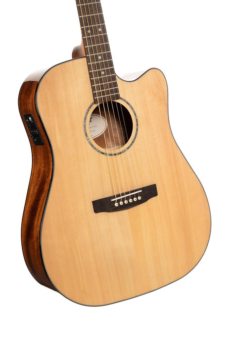 Cort EARTH60CENAT Earth 60 Dreadnought Solid Top Acoustic Electric Guitar, Natural Gloss