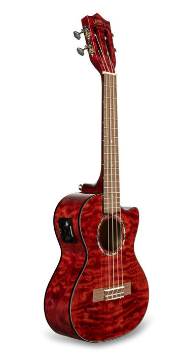 Lanikai Quilted Maple Red Stain Tenor A/E Ukulele (QM-RDCET)