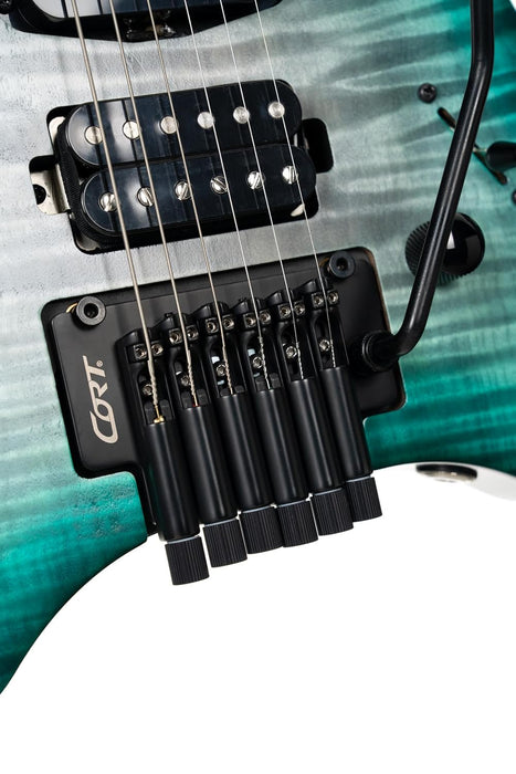 Cort SPACEG6TRSGLG Space G6TR Headless Electric Guitar Semi Gloss Lagoon