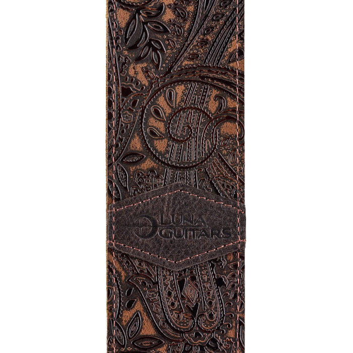 Luna Guitars Leather Guitar Strap - Paisley Brown (LTH SLDR BR)