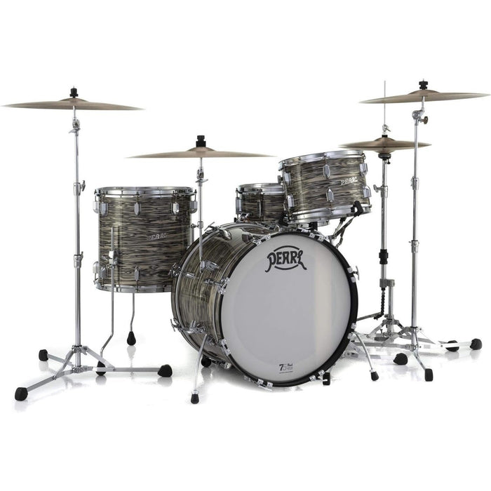 Pearl President Series Deluxe 3-piece 75th Anniversary Edition Shell Pack in Ocean Ripple (#767) covered finish featuring 22"x14" Bass Drum w/Cymbal Holder, 13"x9" Tom, and 16"x16" Floor Tom