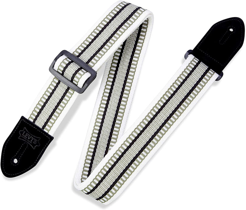 Levy's Leathers 2" Cotton Guitar Strap Grasshopper Design; Green, White, and Black (MC8VIN-008)