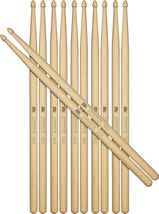 Meinl Stick & Brush Drumsticks, Standard 5B Half Brick (6 Pairs) - American Hickory with Acorn Shape Wood Tip-Made in Germany (SB102-6)