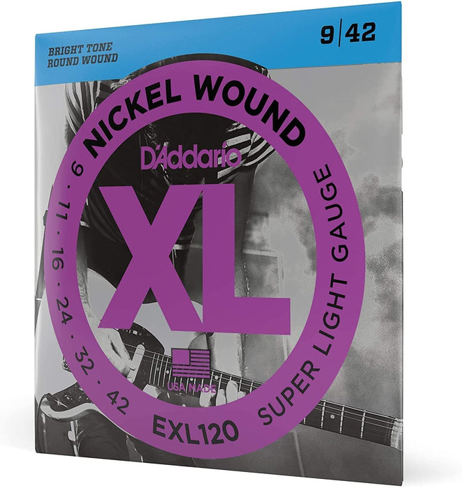 D'Addario Super Light Nickel Wound Electric Guitar Strings 9-42 2 Pack