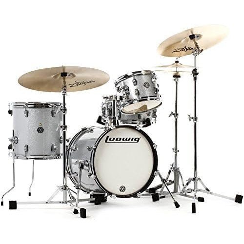 Ludwig LC2797 Breakbeats by Questlove 4-Piece Drum Set Shell Pack with Riser, Silver Sparkle