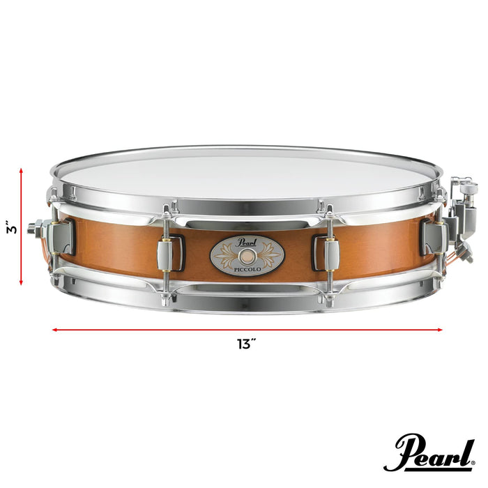 Pearl Piccolo Snare Drum 13 Inch x 3 Inch 6-ply Maple Shell, Liquid Amber (M1330114)