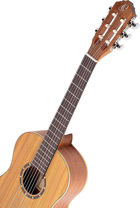 Ortega Guitars R122-1/2 Family Series 1/2 Body Size Nylon 6-String Guitar with Cedar Top, Mahogany/Satin Finish/Natural