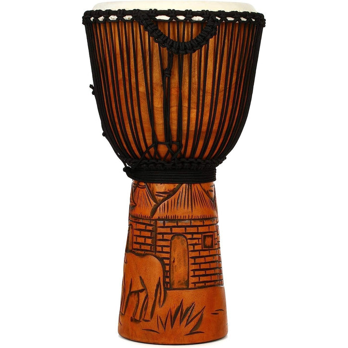 Pearl 12" Hand Carved Mahogany Djembe - Malinke Village (PBJWR12695)