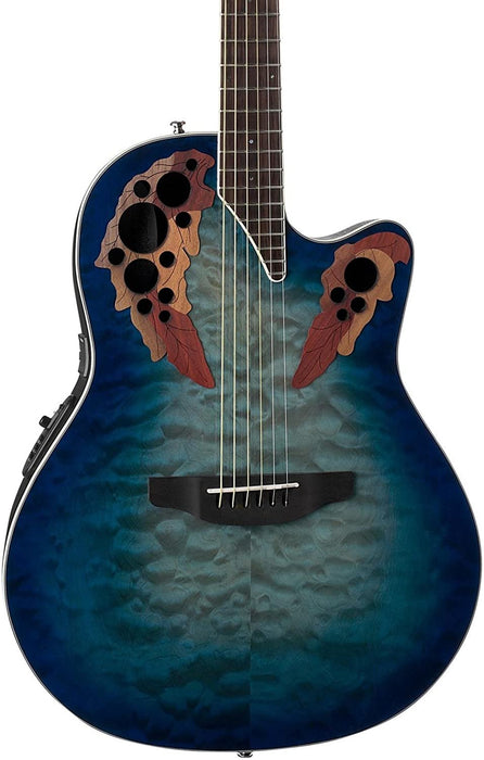 Ovation Celebrity Collection 6 String Acoustic-Electric Guitar, Right, Regal to Natural Quilted, Super Shallow Body (CE48P-RG)