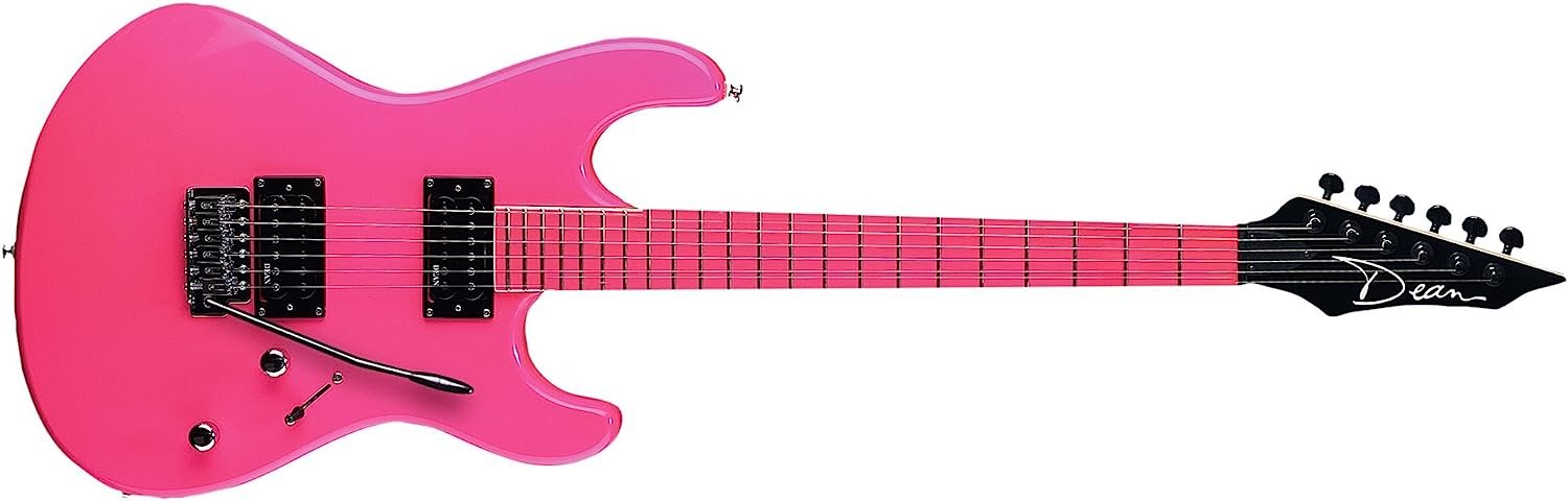 Dean Custom Zone Solid Body Electric Guitar, 2 Humbuckers Florescent Pink