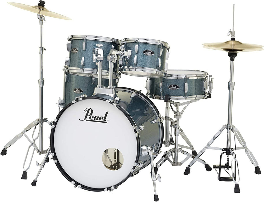 Pearl Roadshow 5-Piece Complete Drum Set with Cymbals and Stands - Aqua Blue Glitter (RS505C/C703)