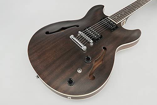 Ibanez 6 String Semi-Hollow-Body Electric Guitar, Right, Transparent Black Flat (AS53TKF)