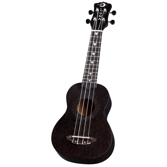 Luna Vintage Mahogany Soprano Ukulele - Black Satin (UKE VMS BKS)