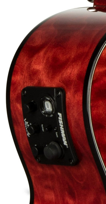 Lanikai Quilted Maple Red Stain Tenor A/E Ukulele (QM-RDCET)