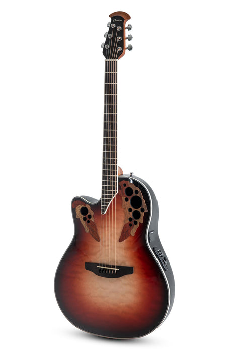 Ovation Celebrity Elite Plus E-Acoustic Guitar CE44LX-1R, MS/Mid/Cutaway, Ruby Burst, Lefty