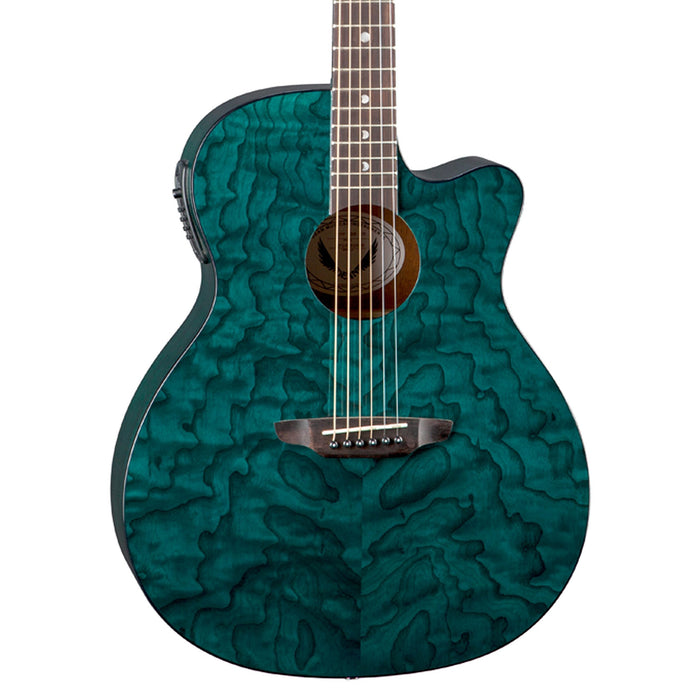 Luna Gypsy Quilt Top Acoustic-Electric Guitar - Teal (GYP E QA TEAL)