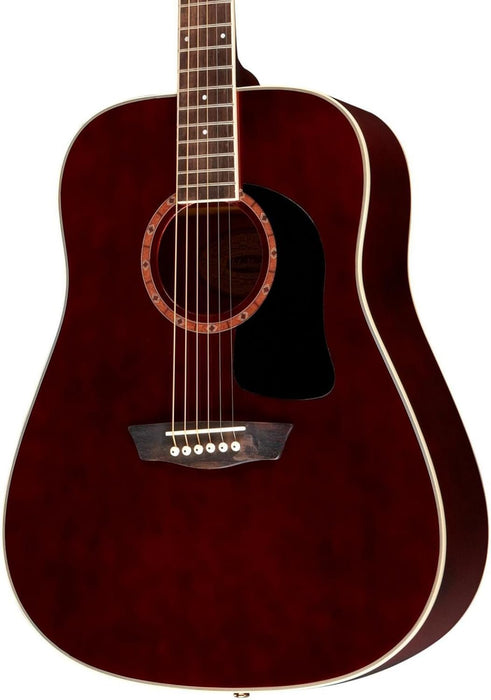 Washburn WD100DL Apprentice Dreadnought Acoustic Guitar Transparent Wine Red