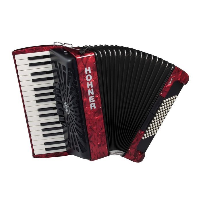 Hohner Bravo III 72 Chromatic Piano Key Accordion - Pearl Red (BR72RED)