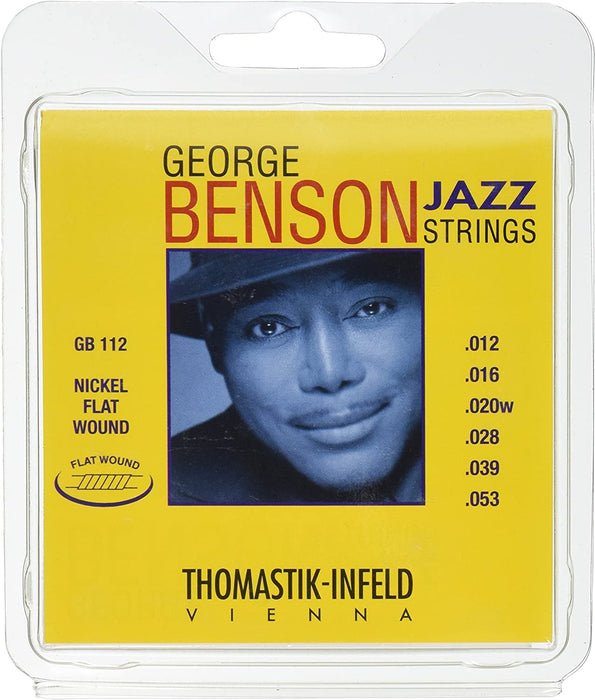 Thomastik-Infeld GB112 Jazz Guitar Strings: George Benson 6 String Set - Pure Nickel Flat Wounds E, B, G, D, A, E Set