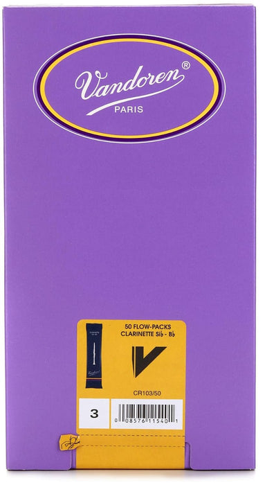 Vandoren CR103/50 Bb Clarinet Traditional Reeds Strength 3; Box of 50