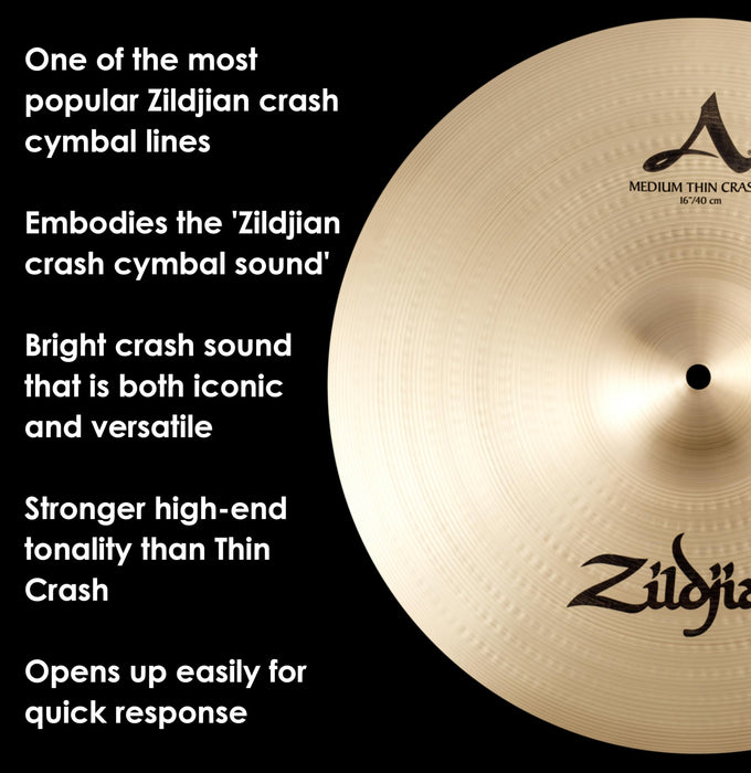 Avedis Zildjian Company A Series Medium-Thin Crash Cymbal - 16 Inches
