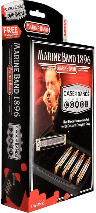Hohner Marine Band 1896 Harmonica Set with Case, Keys of G, A, C, D, E (5-Piece)