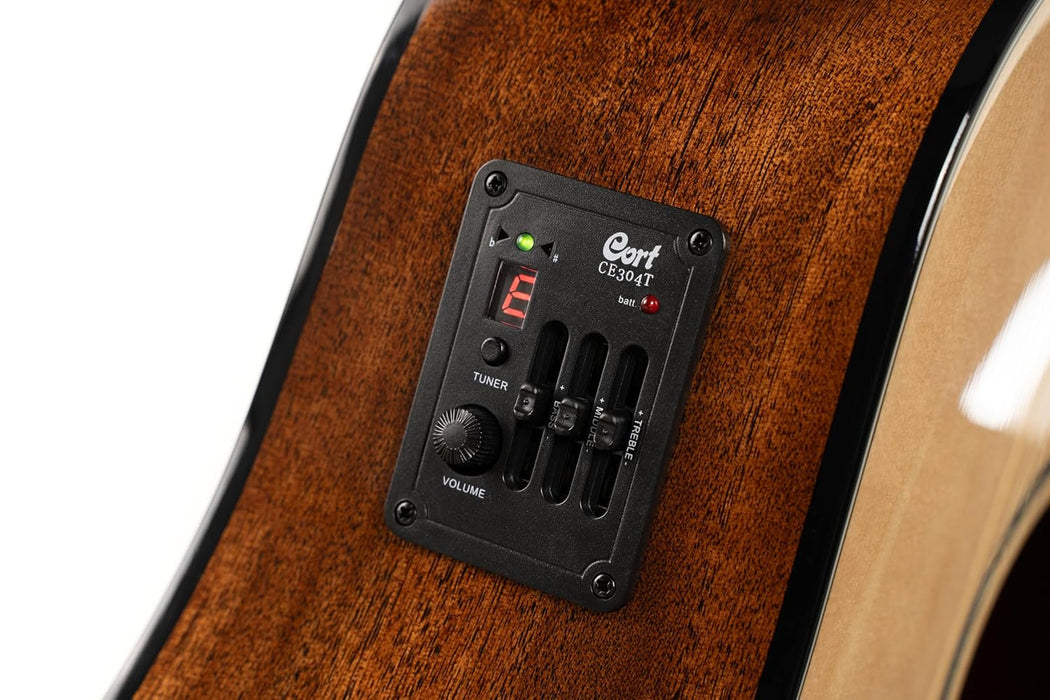 Cort EARTH60CENAT Earth 60 Dreadnought Solid Top Acoustic Electric Guitar, Natural Gloss