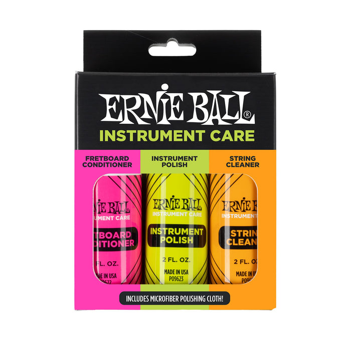 Ernie Ball Guitar Polish, Fretboard Conditioner & String Cleaner Kit with Microfiber Cloth