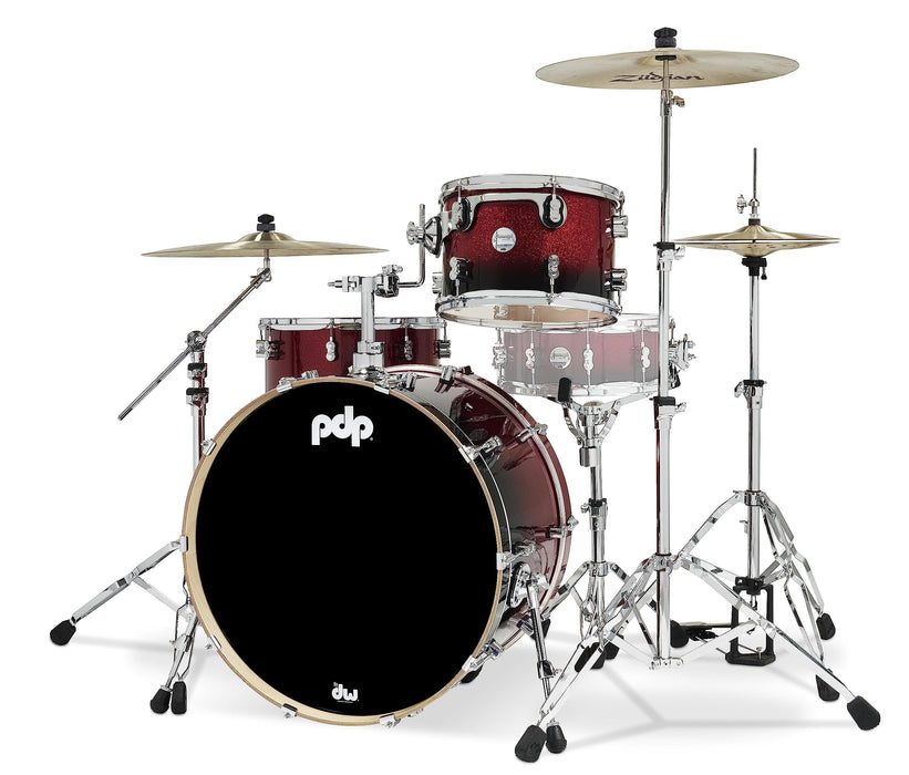 Pacific Drums & Percussion PDP Concept Maple 3-Piece Rock, Red/Black Fade Drum Set Shell Pack (PDCM24RKRB)