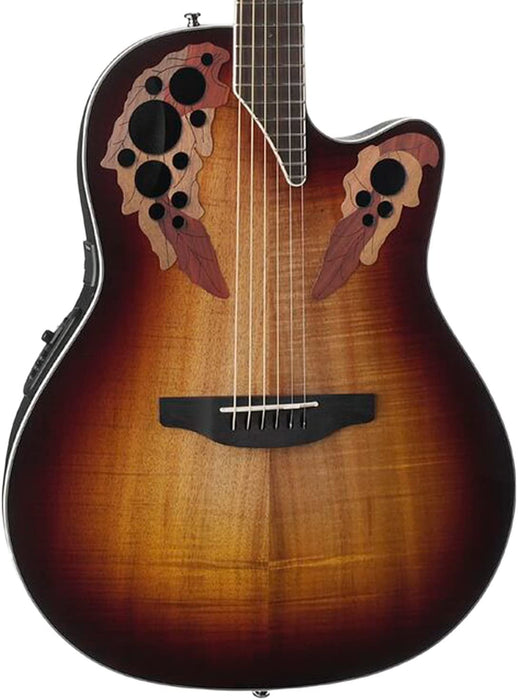 Ovation Celebrity Elite Plus Figured Top Acoustic-Electric Guitar, Burst