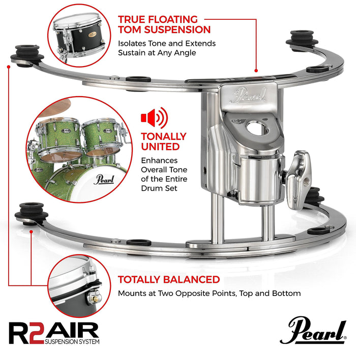 Pearl R2 Air Tom, W/12Mm Gyrolock-L Bracket Mounting System (R2AL080708/C)