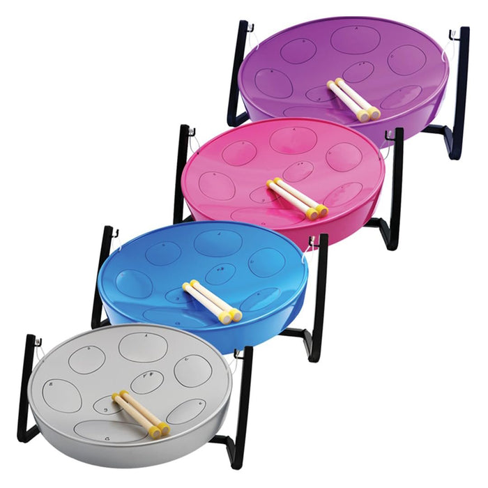 Panyard JJ Jumbie Jam Steel Ready to Play Kit-Pink G-Major with Table Top Stand-Made in USA Authentic Pan (W1086)
