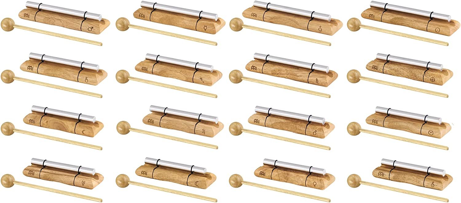 Energy Chime Set (16 pc) For Meditation, Sound Healing, Yoga and Classrooms — Long Resonance and Pure Tone, Includes Wooden Mallet, 2-YEAR WARRANTY