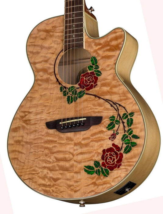 Luna Flora Rose Acoustic-electric Guitar - Gloss Natural Quilted Maple