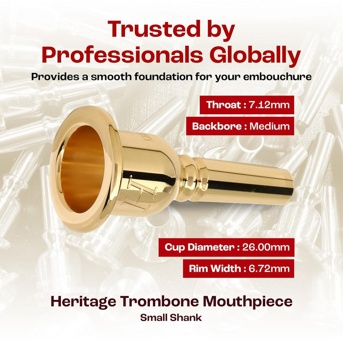 Denis Wick Heritage Trombone Mouthpiece Gold-Plated 3180G-5BS Small Shank