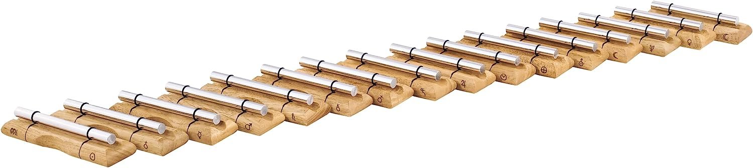 Energy Chime Set (16 pc) For Meditation, Sound Healing, Yoga and Classrooms — Long Resonance and Pure Tone, Includes Wooden Mallet, 2-YEAR WARRANTY