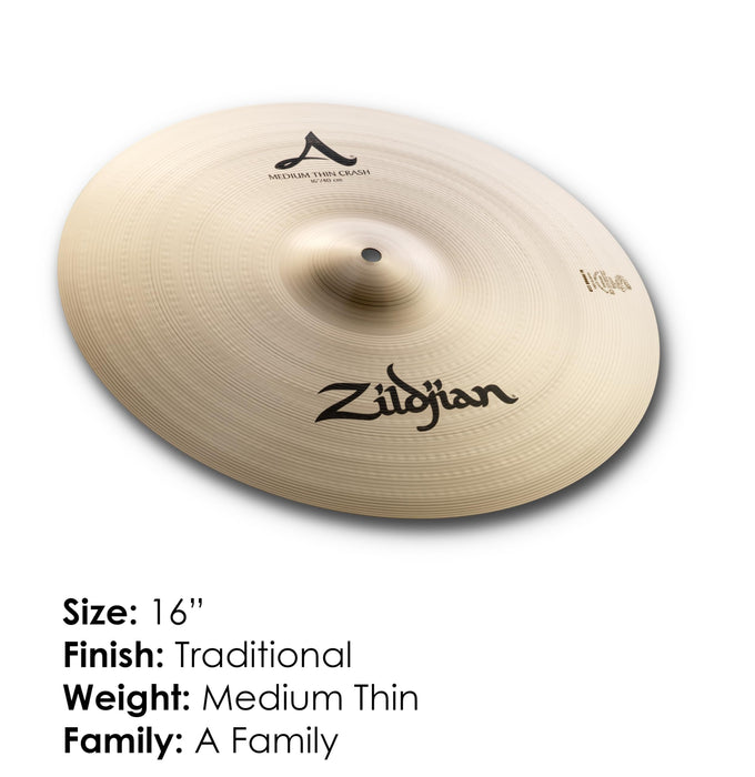 Avedis Zildjian Company A Series Medium-Thin Crash Cymbal - 16 Inches