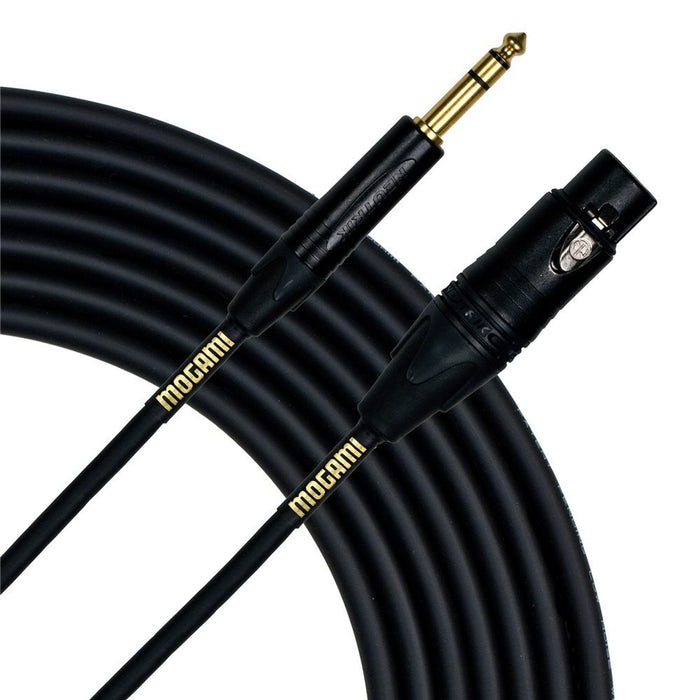 Mogami GOLD TRS-XLRF Balanced Audio Adapter Cable, XLR-Female to 1/4" TRS Male Plug, Gold Contacts, Straight Connectors