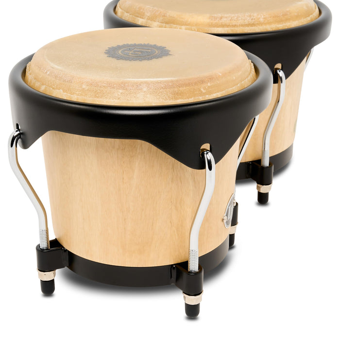 Latin Percussion LP601NYII City II Series Bongo Set with Double Stand 7” & 8” Natural