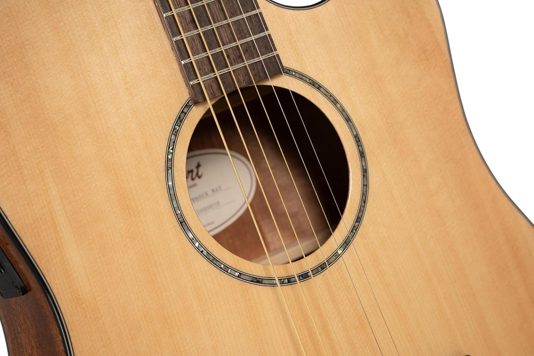 Cort EARTH60CENAT Earth 60 Dreadnought Solid Top Acoustic Electric Guitar, Natural Gloss