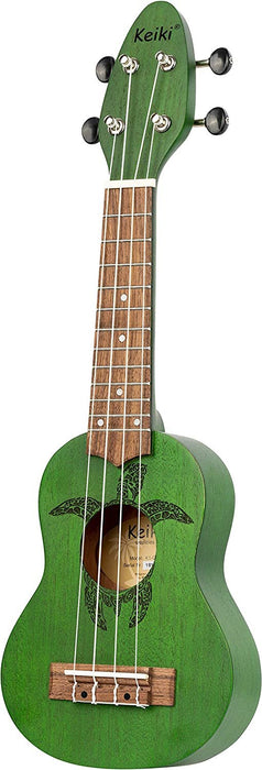 Ortega Guitars, 4-String Keiki Series Sopranino Ukulele with Turtle Etching, Right, Transparent black, (K1-CO)