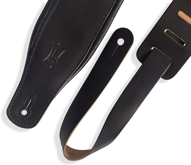 Levy's Leathers 3" Wide Leather Guitar Strap with Foam Padding and Garment Leather Backing; Black (M26PD-BLK)