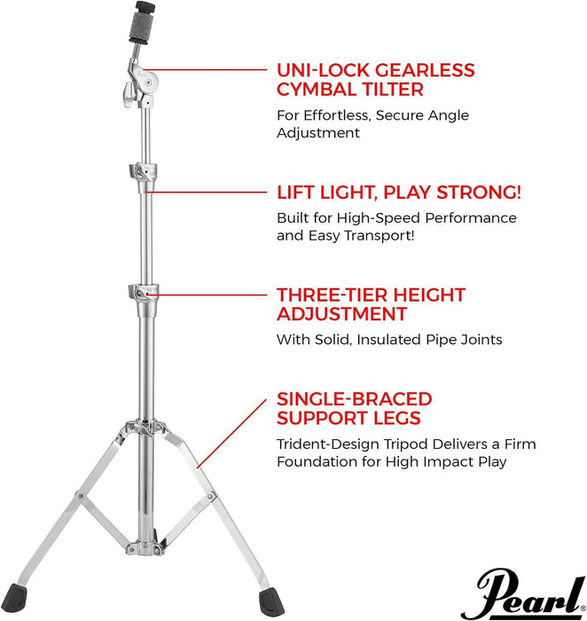 Pearl 930 Series Single-Braced Boom Cymbal Stand - Chrome (C930S)