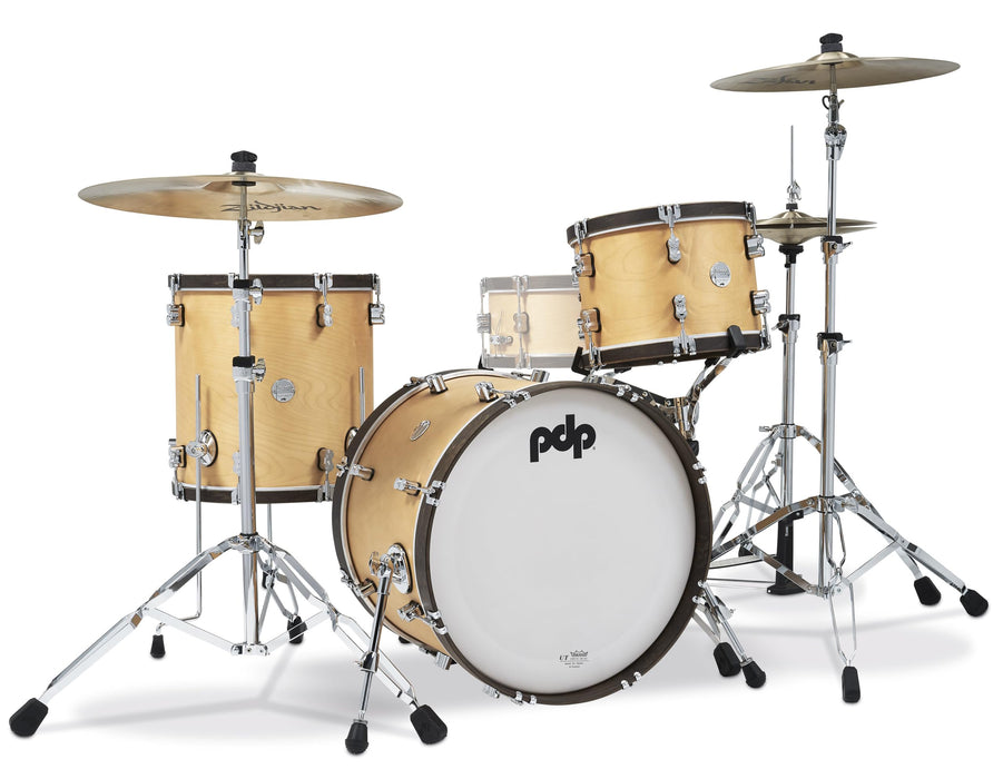 PDP Concept Classic 3 Pc Shell Pack with 20" Kick Natural Finish with Walnut Hoops