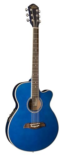 Oscar Schmidt Folk Cutaway Acoustic Electric Guitar, Trans Blue (OG8CETBL-A-U)