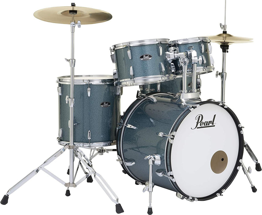 Pearl Roadshow 5-Piece Complete Drum Set with Cymbals and Stands - Aqua Blue Glitter (RS505C/C703)