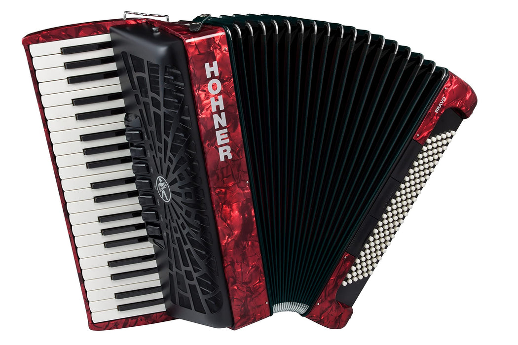 Hohner Bravo III 120 Chromatic Piano Key Accordion - Pearl Red (BR120RED)